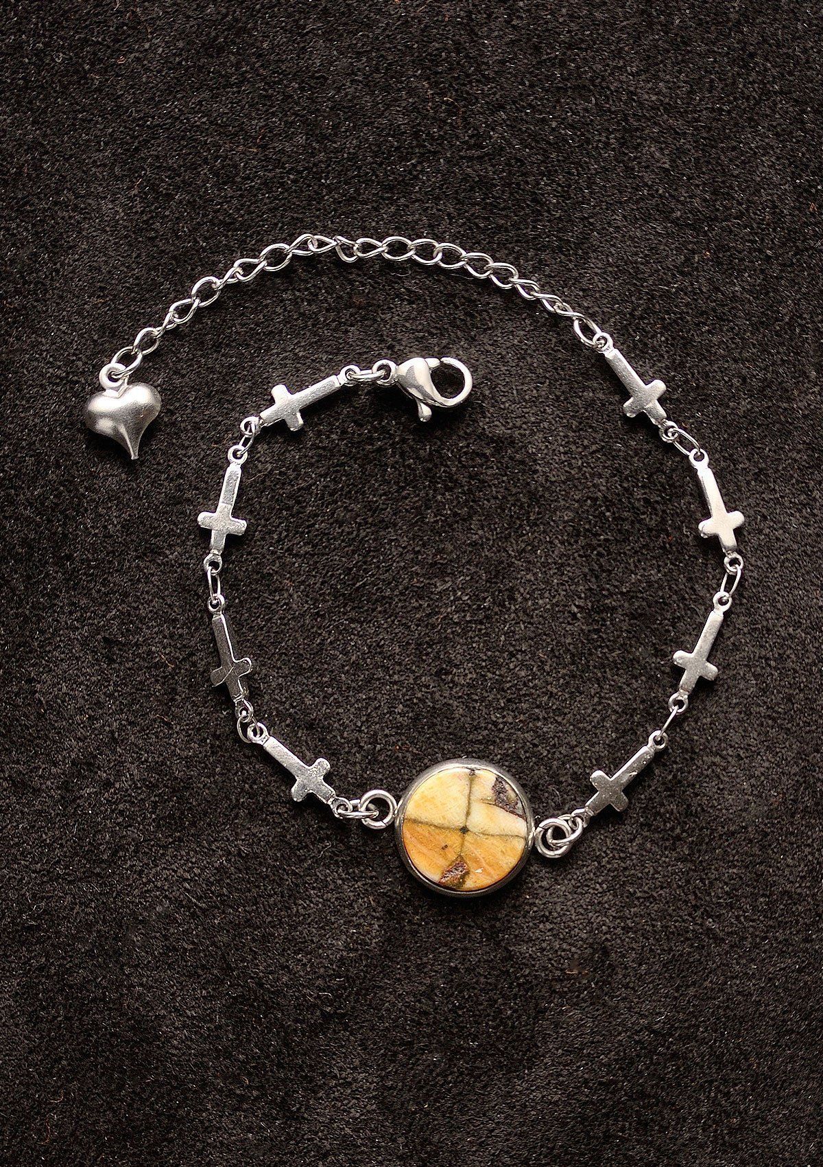 Pulsera quiastolita cruces inox