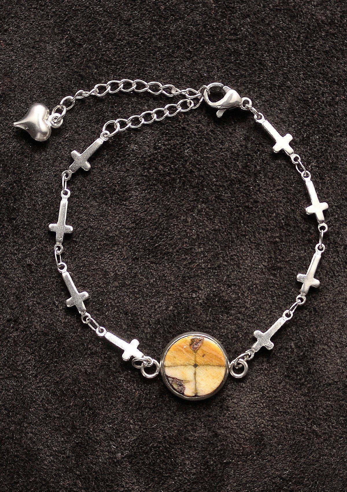 Pulsera quiastolita cruces inox - Imagen 3