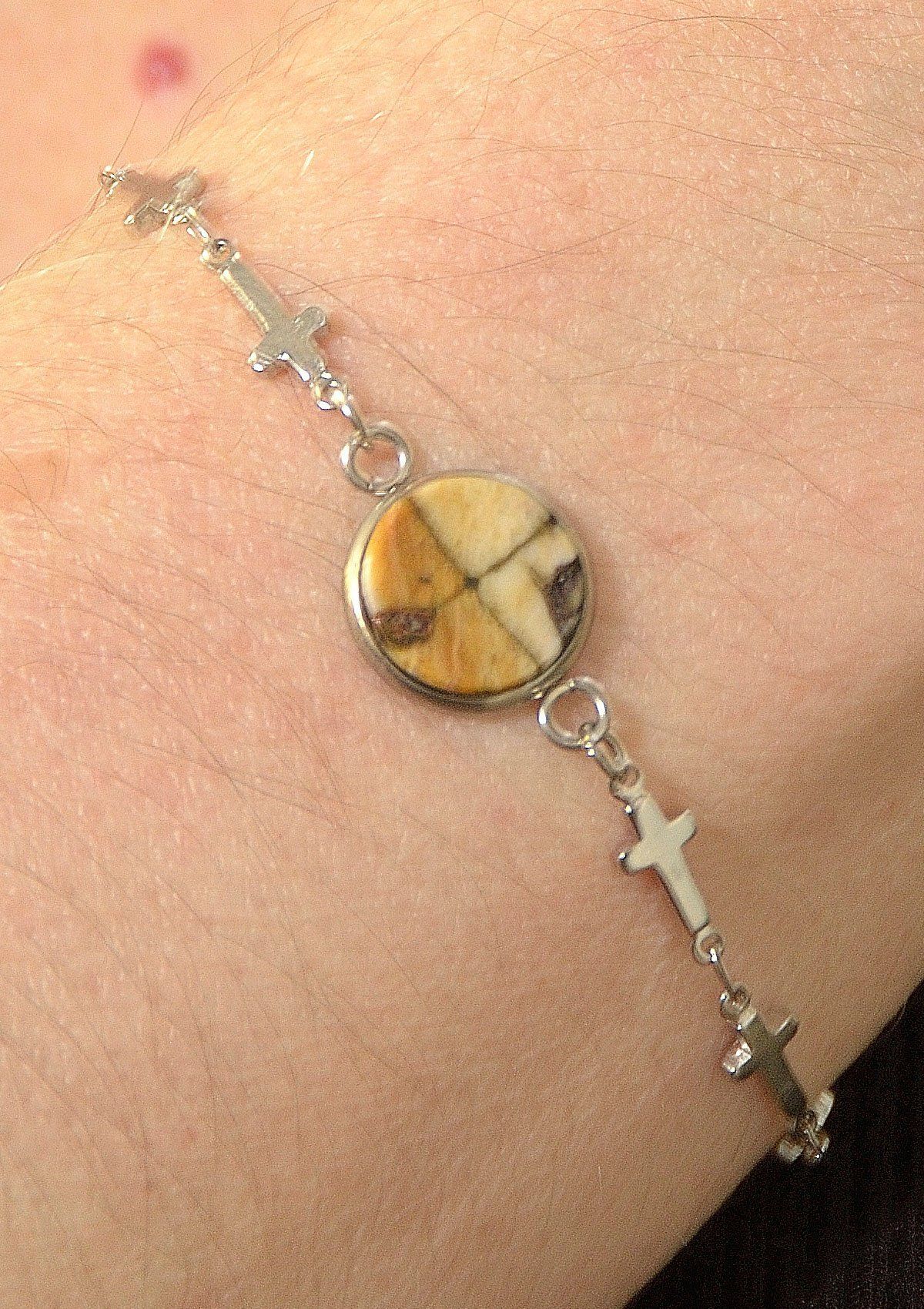 Pulsera quiastolita cruces inox - Imagen 5