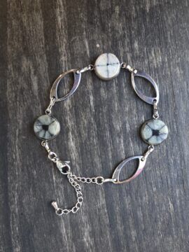Quiastolita pulsera inox 3 piedras