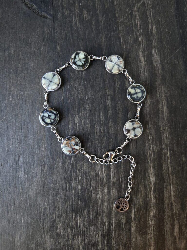 Lavirola Quiastolita pulsera inox 7 piedras