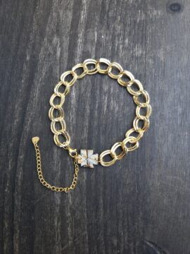 Lavirola Quiastolita pulsera inox cadena dorada